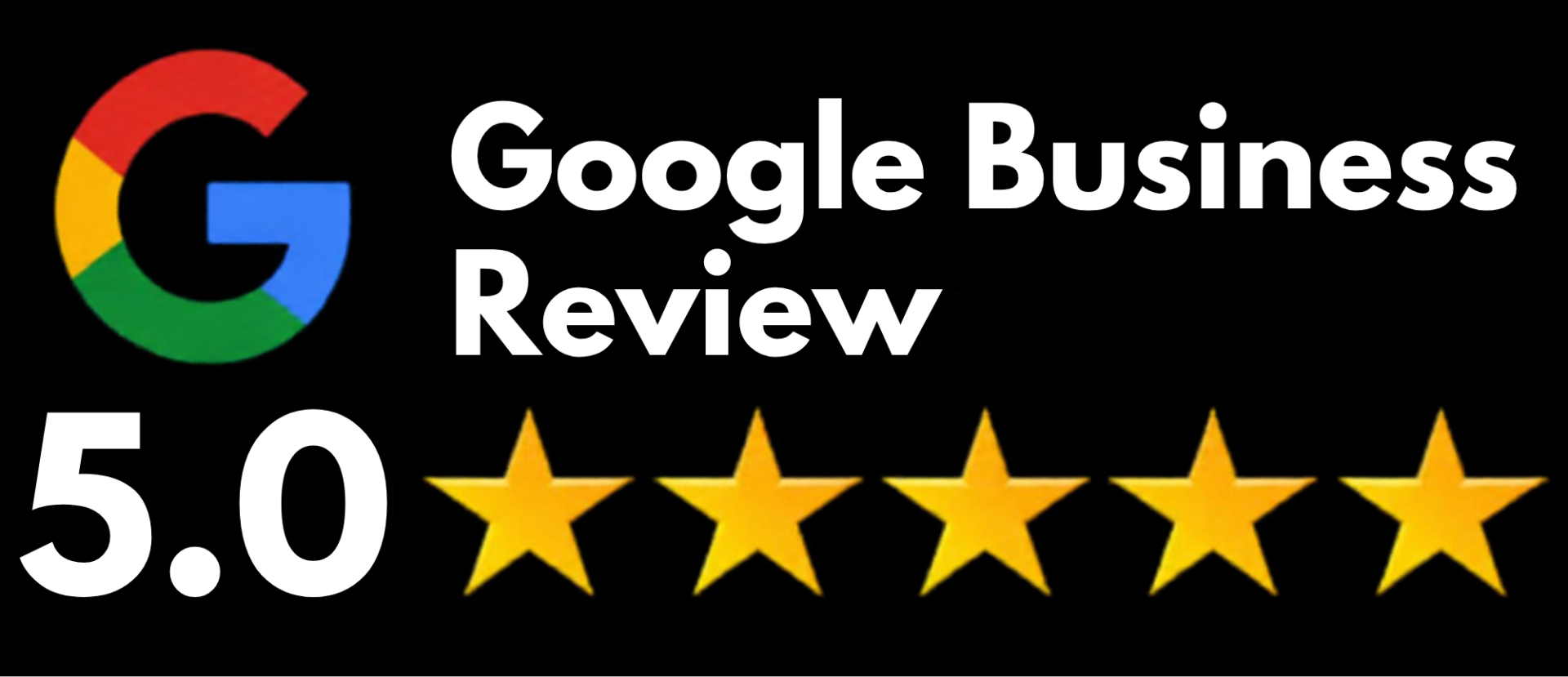The Google Business Review logo with a 5-star rating and black background