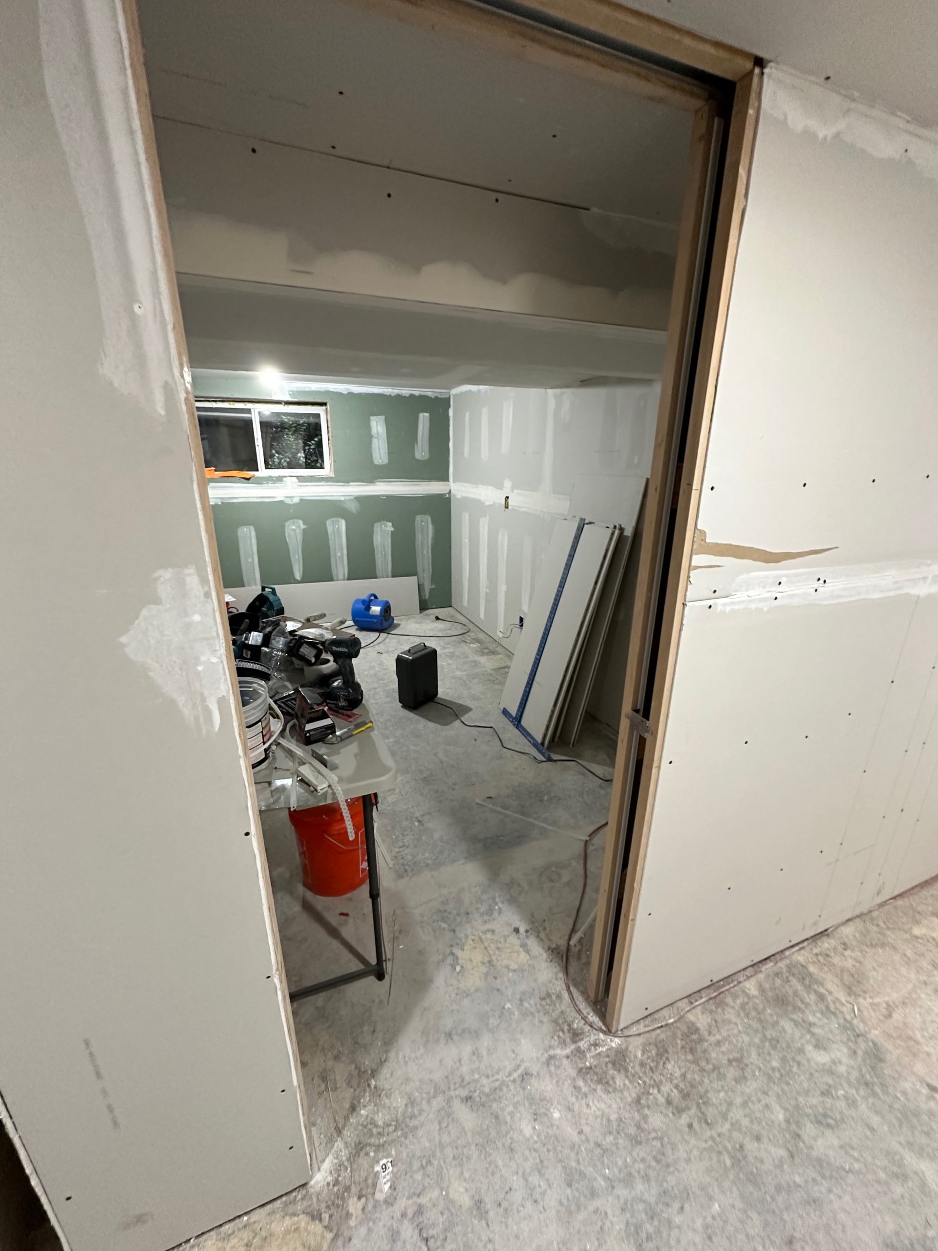 basement conversion process drywall bedroom 2 scaled