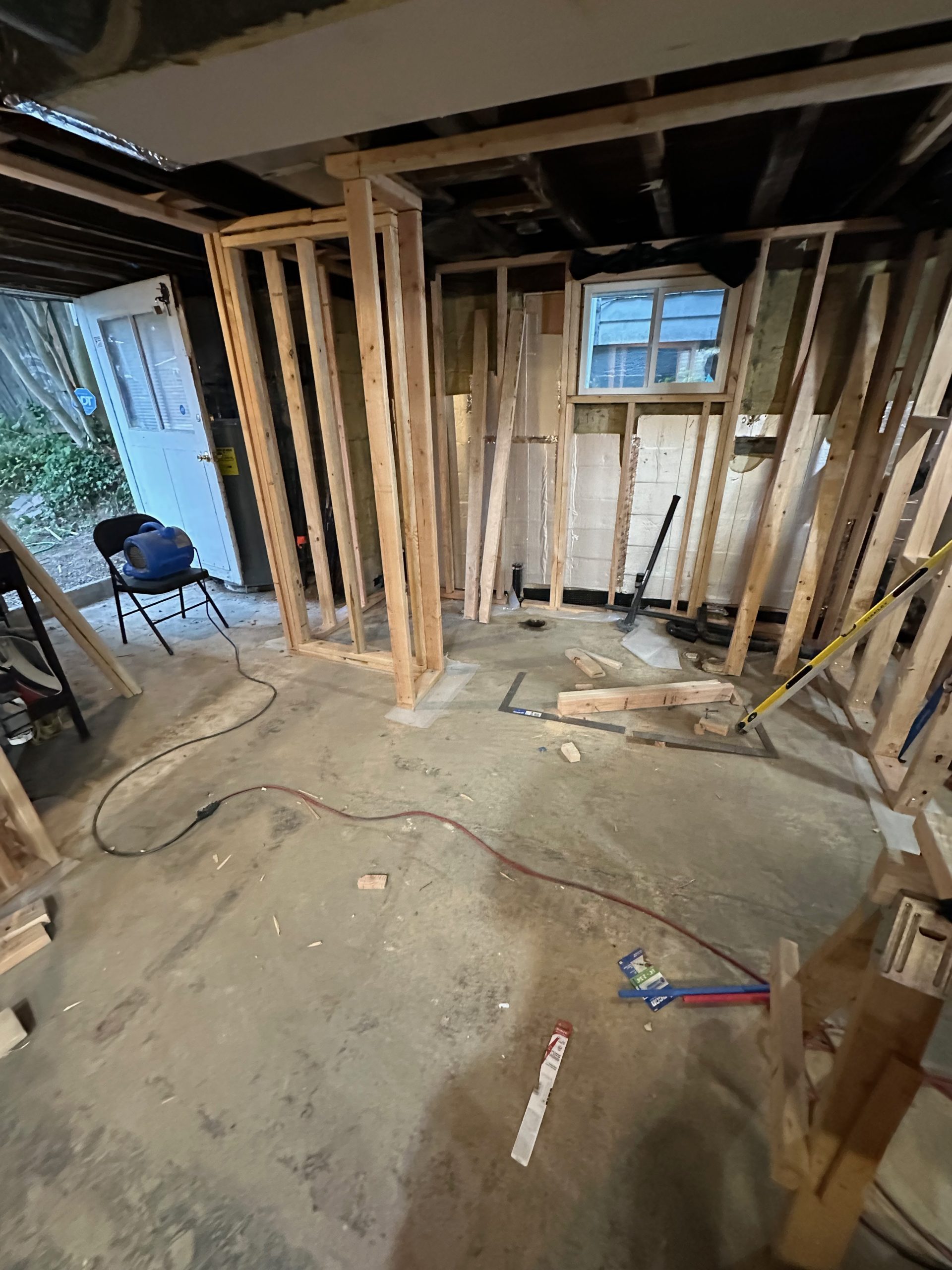 basement conversion process entrance and bathroom scaled