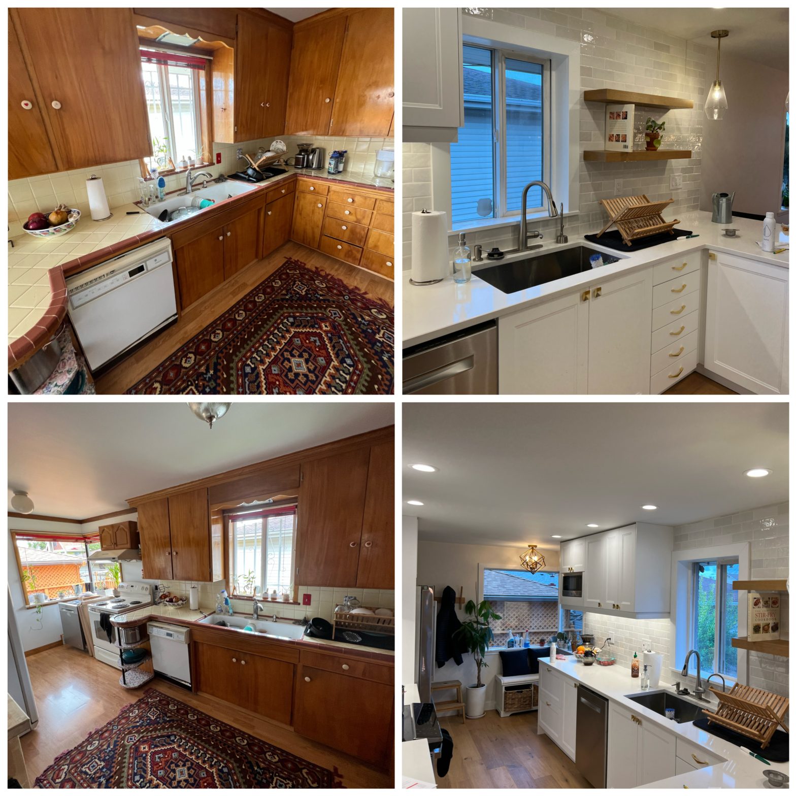 A before and after comparison of a Seattle kitchen remodel.